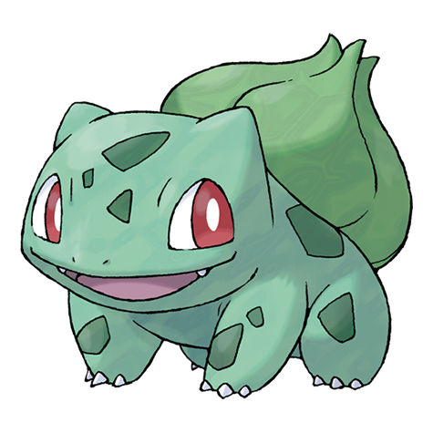 Bulbasaur, Pokémon verde con un bulbo en la espalda