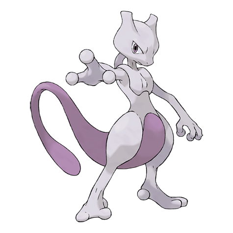 Mewtwo, Pokémon psíquico morado creado en laboratorio